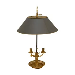 Durchbrochene Bouillotte-Lampe mit „Korb“-Motiv aus gemeißelter Bronze …