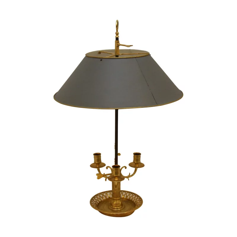 Durchbrochene Bouillotte-Lampe mit „Korb“-Motiv aus gemeißelter Bronze … - Moinat - Tischlampen