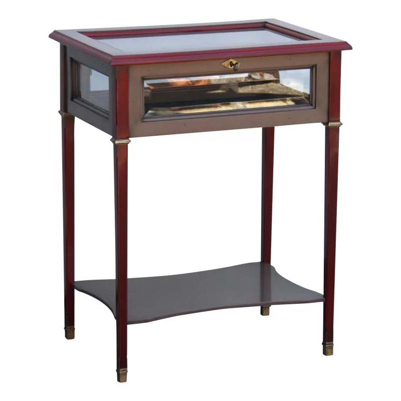 Showcase table in executive style in gray painted cherry … - Moinat - Bookshelves, Bookcases, Curio cabinets, Vitrines