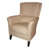 “Laura” armchair in white leather, with dark brown legs. - Moinat - Armchairs