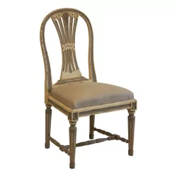 Chaise de style suédois en bois laqué blanc et gris, placet …