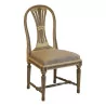 Chaise de style suédois en bois laqué blanc et gris, placet … - Moinat - Chaises