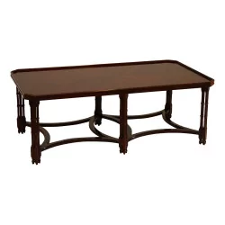 Solid mahogany living room coffee table with gold veneered top