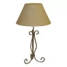 lamp with 3 branches in wrought iron patinated aluminum with lampshade … - Moinat - Table lamps