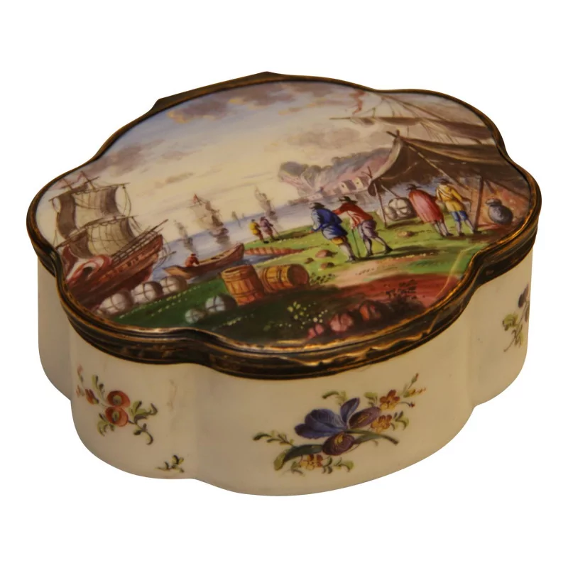 Enamel box called “de Négoce” with decoration on the lid and … - Moinat - Boxes, Urns, Vases