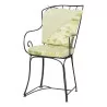 Armchair in black wrought iron with cushions in Baby Calfskin … - Moinat - Armchairs