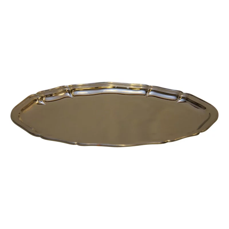 镀铬金属椭圆形托盘，瑞士希克，20 世纪。 - Moinat - Plates