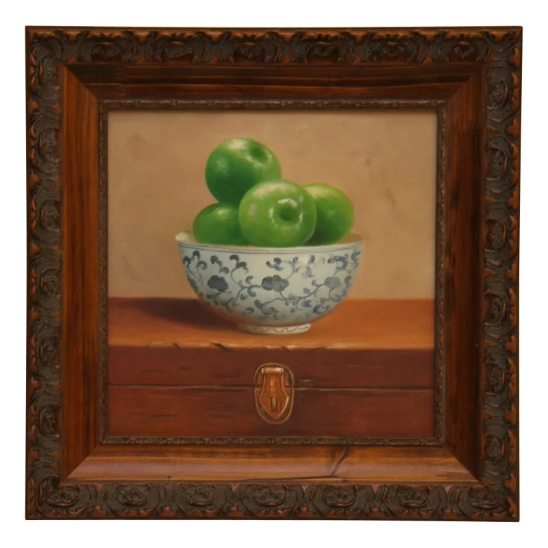 桌静物与水果与木框。 - Moinat - 画 - 静物