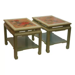 Pair of end table with tablet, Japanese style …