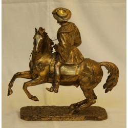 Statue en bronze de François 1er sur son cheval, patine vieil …