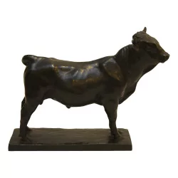 Bull in bronze signed by Henri Vallette and dated 1911. …