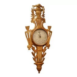 Barometer in gilded and carved wood. Period: 18th century