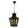 6-sided lantern in green sheet metal completely restored. - Moinat - Chandeliers, Ceiling lamps