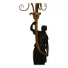 Paar vergoldete und patinierte Bronzekandelaber mit Marmor. … - Moinat - Kerzenstöcke, Girandolen