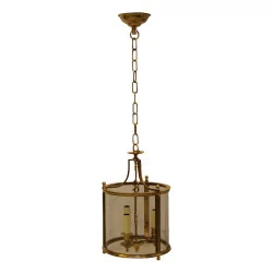 round gilt bronze lantern with 3 lights.