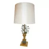 Lamp in bronze and white flowers in painted sheet metal, with - Moinat - Table lamps