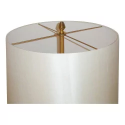 Lamp in bronze and white flowers in painted sheet metal, with