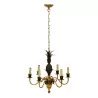 6-light chandelier in gilded bronze and “pineapple” decor. - Moinat - Chandeliers, Ceiling lamps