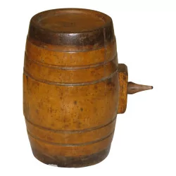 Small old liquor barrel with a DJ inscription. …