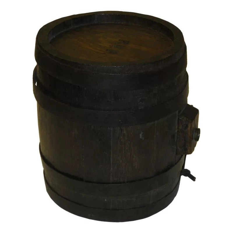 个小酒桶，深色木料，金属捆扎带和…… - Moinat - 装饰配件