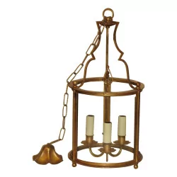 round gilt bronze lantern with 3 lights.
