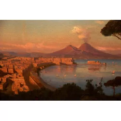 Paar Ölgemälde auf Leinwand mit neapolitanischen Ansichten. …