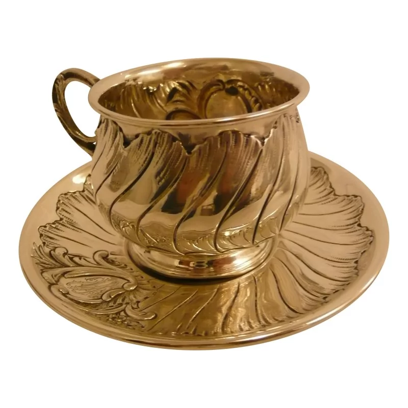 Tasse avec sous-tasse en argent (140gr). - Moinat - Argenterie