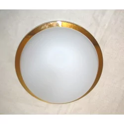 brass ceiling lamp with frosted glass.