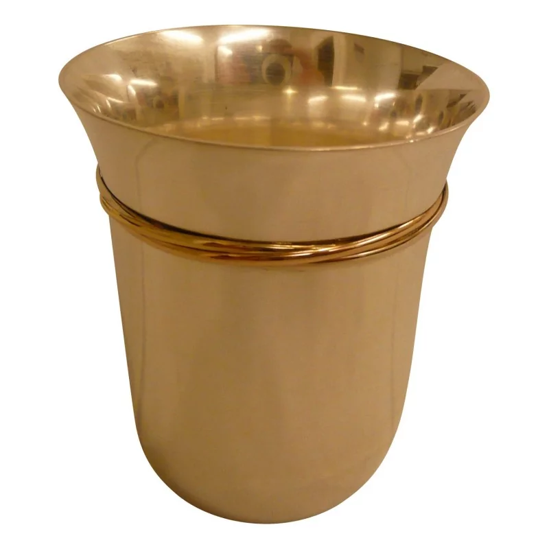 Gobelet en argent 925 (115 gr) et or 18ct par Cartier. Paris. - Moinat - Argenterie