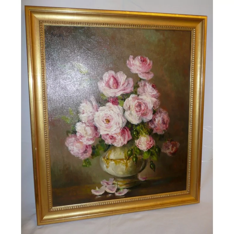 Tableau”Bouquet de roses dans un vase Charles X” signé … - Moinat - Tableaux - Nature morte Tableau”Bouquet de roses dans un vase Charles X” signé … - Moinat - Tableaux - Nature morte
