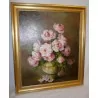 Tableau”Bouquet de roses dans un vase Charles X” signé … - Moinat - Tableaux - Nature morte