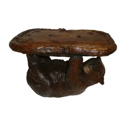 Brienz “reclining bear” footstool in carved wood. Swiss, …