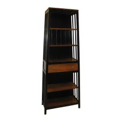 Open bookcase with 1 drawer in the middle, walnut finish …