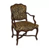 路易十五扶手椅，胡桃木，棕色铜锈木材，带座椅…… - Moinat - 扶手椅