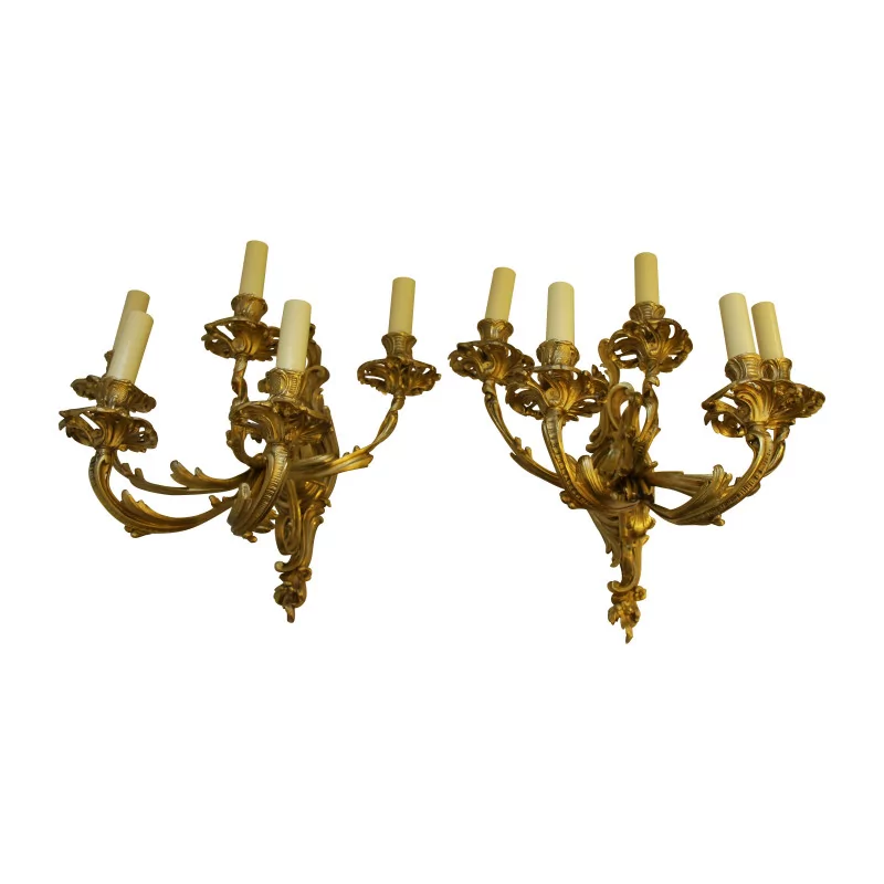 Paar Louis XV Napoleon III Wandlampen mit 5 Lichtern. Epoche: … - Moinat - Wandleuchter
