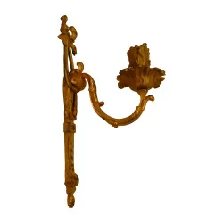 Louis XVI style wall lamp in burnished matt bronze and patina