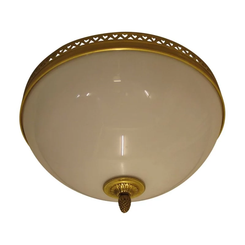 Ceiling lamp in gilded bronze, with frosted glass. - Moinat - Chandeliers, Ceiling lamps
