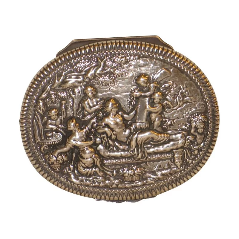 ovale Schachtel in Silber 800 (110gr) „Galante-Szene“. Epoche: … - Moinat - Silber