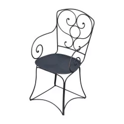 Anières garden armchair in wrought iron painted gray
