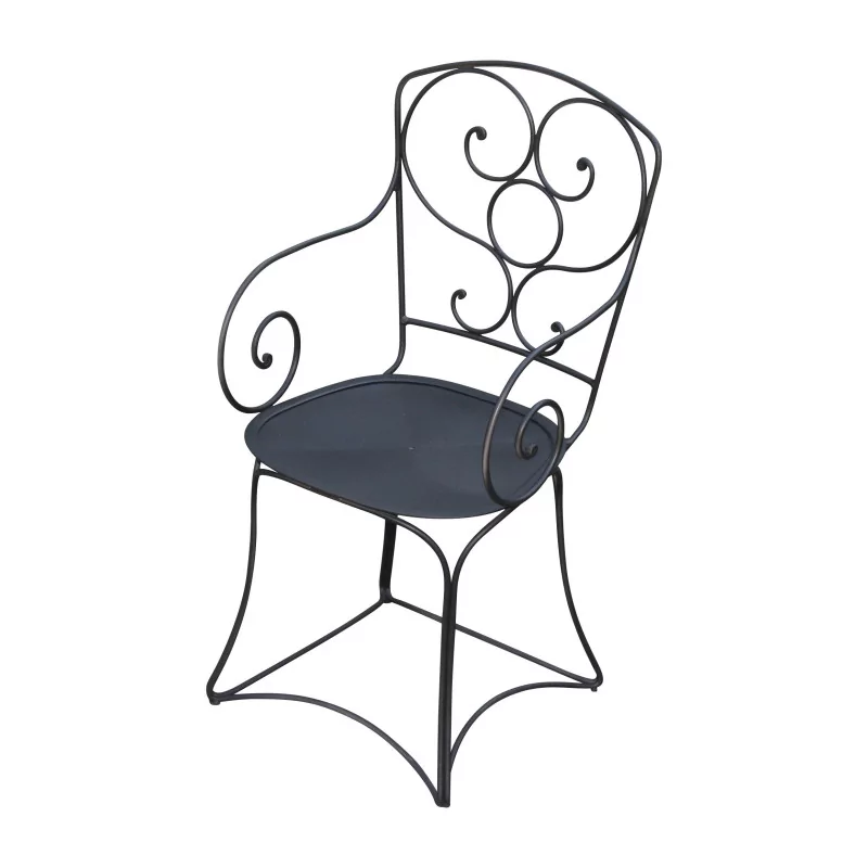 Anières garden armchair in wrought iron painted gray - Moinat - Heritage