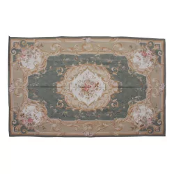 Aubusson rug in wool design 0240-G Colours: green, beige, …