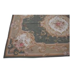 Aubusson rug in wool design 0240-G Colours: green, beige, …