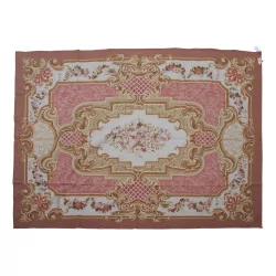 条 Aubusson 羊毛设计地毯 0149。颜色：棕色、米色、……