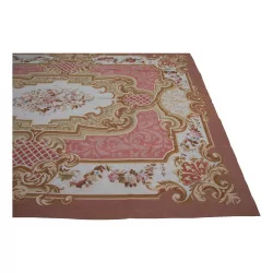 条 Aubusson 羊毛设计地毯 0149。颜色：棕色、米色、……