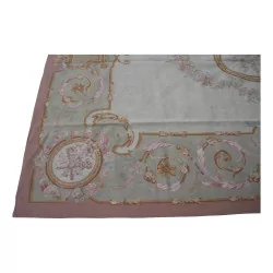 Aubusson rug in wool design 0158. Colours: Pink, green, …