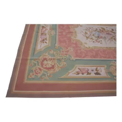块 Aubusson 羊毛设计地毯 0163。颜色：棕色、米色、……