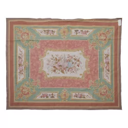 Aubusson rug in wool design 0163. Colours: brown, green, …