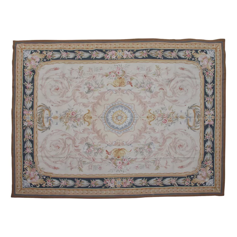 Aubusson rug in wool design 0325 - B. Colours: Blue, pink, … - Moinat - Tapis Beaulieu
