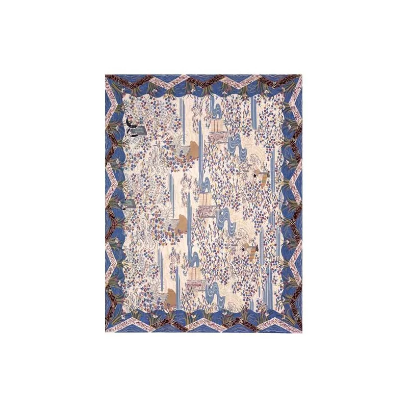 Aubusson rug with Japanese Sakura pattern in wool drawing … - Moinat - Tapis Beaulieu