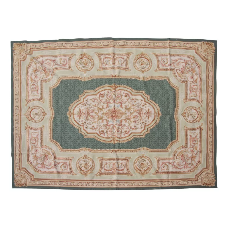 Tapis Aubusson en laine dessin 0291 - G. Coloris : vert, rose, … - Moinat - Tapis Beaulieu